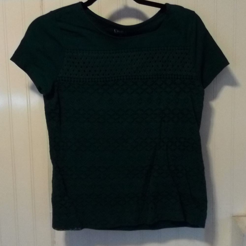 Croft&Barrow dark green pullover tee, sz PS